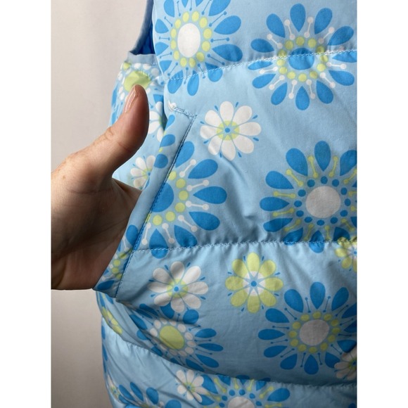 LL Bean Girls Goose Down Puffer Vest Size XL 18 Reversible Floral Cold Weather - Picture 4 of 11
